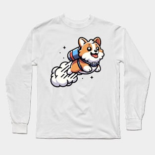 corgi to the moon Long Sleeve T-Shirt